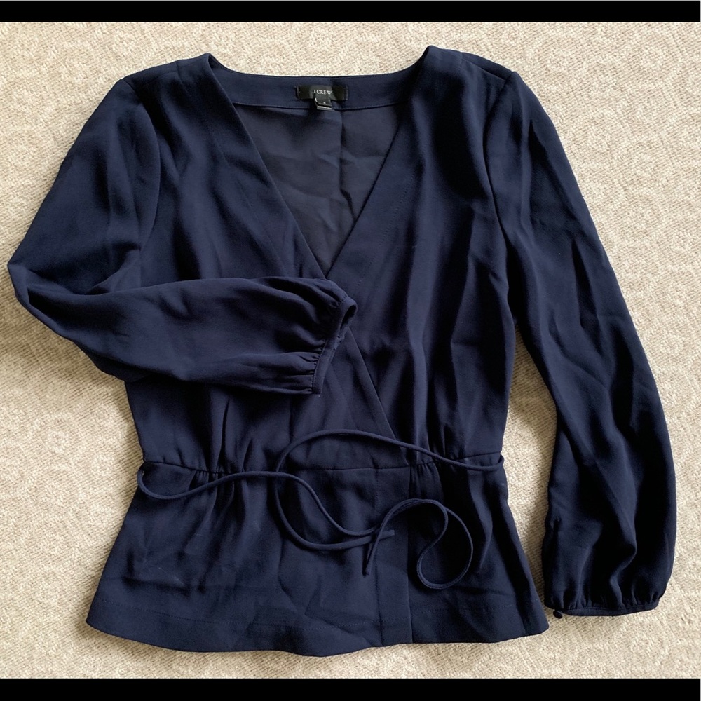 JCrew Drapey Crepe Faux Wrap Blouse